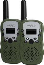 Wonky Monkey - Walkie Talkie - 3 km bereik - 10 oproeptonen - Volume regelaar - Lamp - Batterij niveau indicatie - Leger Groen