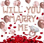 FeestmetJoep® Huwelijksaanzoek decoratie set - Huwelijksaanzoek - I love you - Valentijnsdag met rozenblaadjes - Trouwdag - Huwelijk - Huwelijk decoratie - Marry me - Marry me versiering
