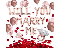 FeestmetJoep® Huwelijksaanzoek decoratie set - Huwelijksaanzoek - I love you - Valentijnsdag met rozenblaadjes - Trouwdag - Huwelijk - Huwelijk decoratie - Marry me - Marry me versiering