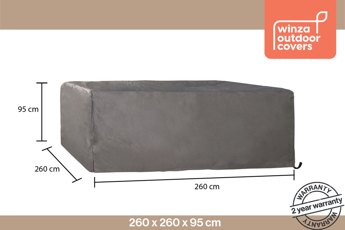 Winza Outdoor Covers Premium - beschermhoes loungeset hoge dining - Afmeting : 260x260x95 cm - tuinsethoes - Loungesethoes - 2 jaar garantie Antraciet