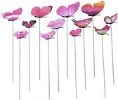 12 papillons joyeux sur bâtons / décoration de jardin / intérieur et extérieur / rose