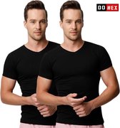 Lot de 2 T-shirts durables - Col V - 100% Katoen - Zwart - Taille M