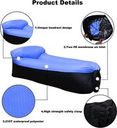 Air Lounger | Zitzak | Luchtbed | Camping bed | 185 x 70 cm | 120 KG | Donkerblauw