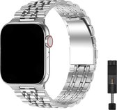 Innerlight® Grandeur - Zilver - 42/44/45/49 mm - Metalen bandje geschikt voor Apple Watch - Schakel Armband RVS - Stainless Steel Watch Band - Roestvrijstaal - Horlogeband - Geschikt als Apple watch bandje voor Series 1/2/3/4/5/6/SE/7/8/9/Ultra
