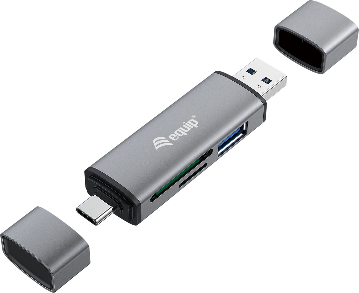 Equip 245460 geheugenkaartlezer USB 3.2 Gen 1 (3.1 Gen 1) Type-A/Type-C Grijs