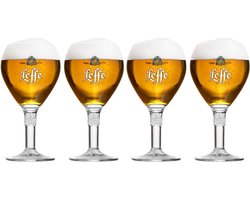 Leffe Bierglazen - 330 ml - Set van 4 - Originele kelkglazen voor abdijbier - Ideaal voor speciaalbieren - Vaatwasserbestendig - Glas - Hoogte 150 mm, Diameter 90 mm - Glaswerk - Bierglazen