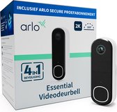 Sonnette vidéo sans fil Arlo 2K avec caméra, 1 sonnette, blanc