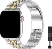 Innerlight® Grandeur - Goud/Zilver - 38/40/41 mm - Metalen Apple Watch Bandje - Schakel Armband RVS - Stainless Steel Watch Band - Roestvrijstaal - Horlogeband - Geschikt als Apple watch bandje voor Series 1/2/3/4/5/6/SE/7/8/9