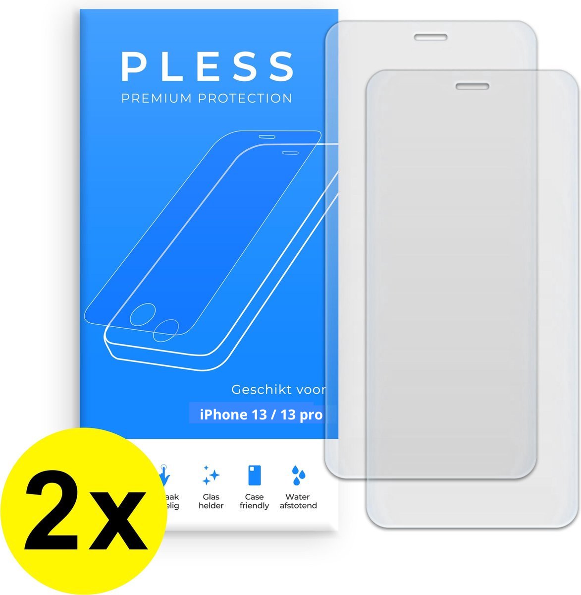 2x Screenprotector iPhone 13 / 13 Pro - Beschermglas Tempered Glass Cover - Pless®