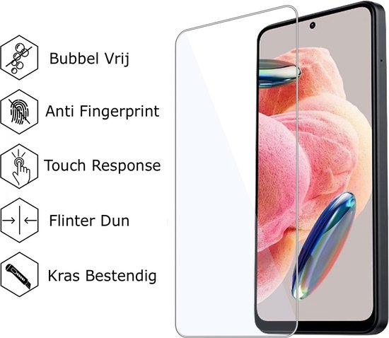 Convient pour Xiaomi Xiaomi Redmi Note 12 - Coque + 2x Film de Protection d'écran - Couvercle en Glas Trempé + Coque Antichoc - Transparent