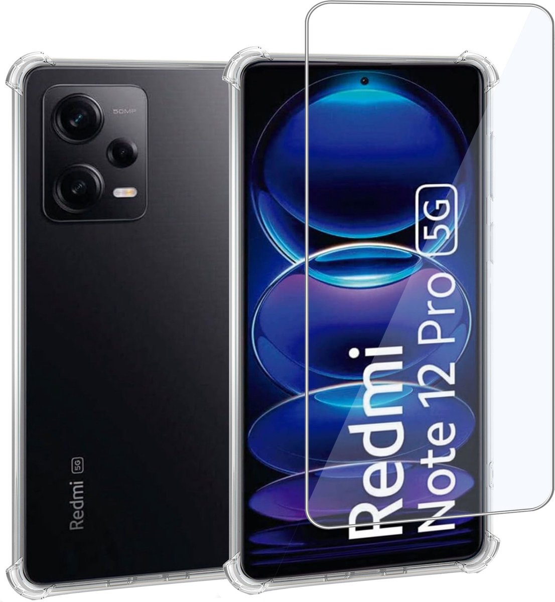 Jrester Coque Pour Xiaomi Redmi A3, Modèle PU Cuir à Rabat Flip Housse Étui Avec Un Verre Trempé Film Protection Écran Pour Xiaomi Redmi A3 - Bleu Ciel