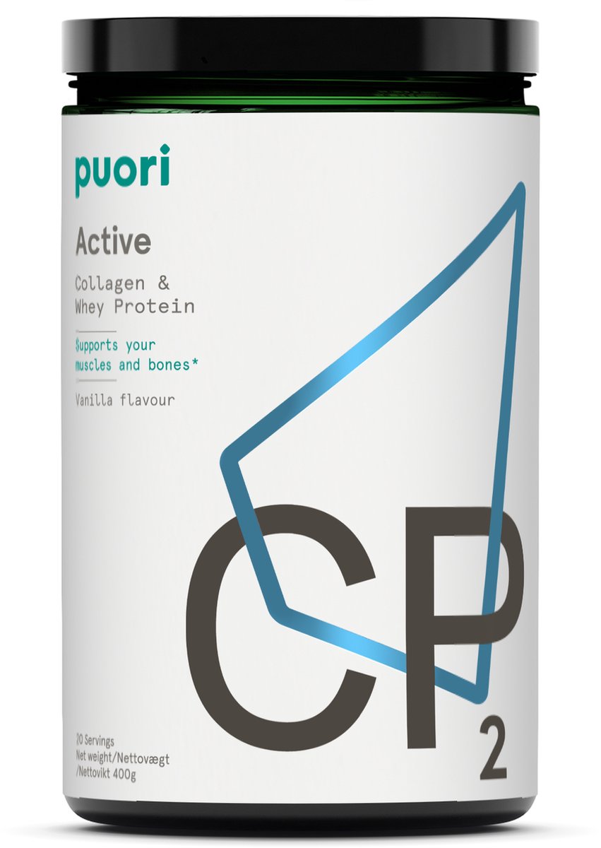 Puori - CP2 - Active - Collagen & Whey Protein - Ondersteunt spieren en botten - Zuivere formule - Vanilla Flavour - 400 gram