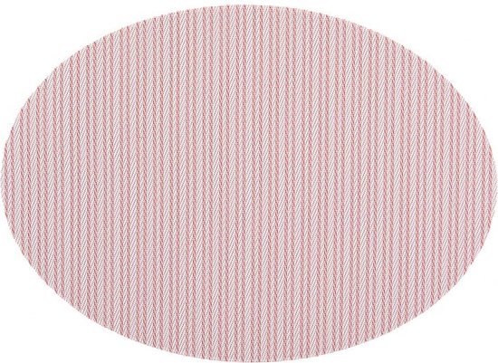 Set de table ovale à motif chevrons rouges.