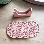 Onderzetter set mandala - set van 4 - met houder - 3d geprint - set met houder - 4 stuks - cadeau - verjaardag - samenwonen - woonkamer - tafelaccessoires