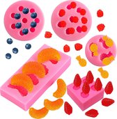 Vruchtvormige geleivormen, siliconen vorm voor fondant, suikergoed, 3D-mini-anananas, aardbeien, sinaasappel, bosbessen, moerbei, siliconen fruitvorm voor het versieren van cupcakes, chocolade