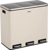 Poubelle à tri sélectif Homra SPARQ avec 3 compartiments - Contenu 3 x 18 L - Poubelle à pédale Trio en blanc - Poubelle 54 litres