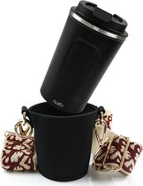 Cupholder to Go Set - porte-gobelet et tasse thermique à suspendre - porte-gobelet avec bandoulière réglable - en Bordeaux