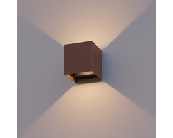 Calex LED Wandlamp Bari - Kubus - LED Up & Down - Verstelbare Stralingshoek - 7W - Tuinverlichting - Modern Design - Warm Wit Licht - Roestkleurig