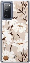 Casimoda® hoesje - Geschikt voor Samsung Galaxy S20 FE - In Bloom - 2-in-1 case - Schokbestendig - Bloemen - Verhoogde randen - Bruin/beige, Transparant