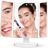 Make Up Spiegel met Verlichting - Dimbare LED Licht - Voor Makeup - Incl. Vergroting en Organizer