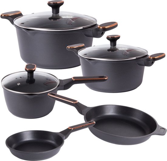 Kasanova 8piece Pan Set Grape Red Made Of 3ply Forged Nonstick Coating And Softtouch Bakelite Handle 58257549