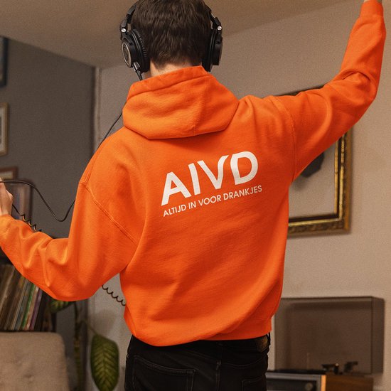 Oranje Koningsdag Hoodie AIVD Altijd In Voor Drankjes - Oranje Feestkleding