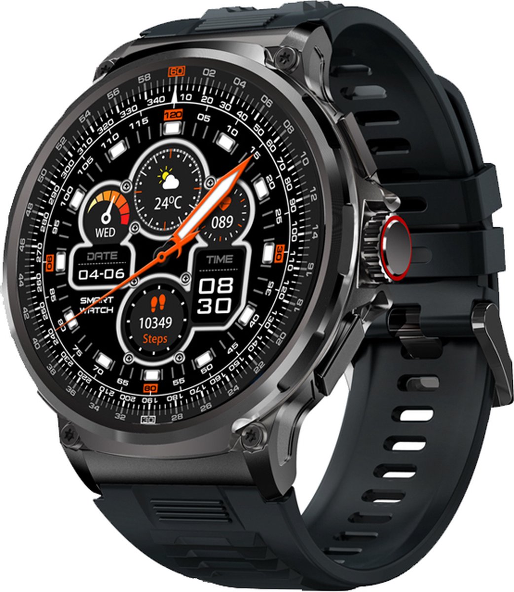 WizBay Premium Select® Sport Smartwatch 1.85 inch - Bluetooth Bellen - Hartslag en Zuurstofmeting - Slaapmonitor - 100+ Sportmodi - IP67 - Zwarte Kast - Zwarte TPU Band