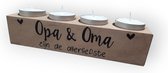 Waxinelichtje houder 4 kaarsen hout met tekst Opa & Oma zijn de allerliefste - Oma - Verjaardag - Geschenk - Cadeau