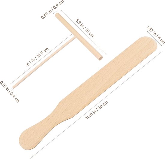 3 Stuks Pannenkoekenverdelers en Spatel Set, T-Vormige Houten