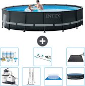 Intex Rond Ultra XTR Frame Zwembad - 488 x 122 cm - Inclusief Pomp - Ladder - Grondzeil - Afdekzeil Onderhoudspakket - Stofzuiger - Solar Mat