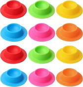 Siliconen eierdopjes, diverse kleuren, 4, 6 of 12 stuks, 8,5 x 2,5 cm, eierhouder met plank, eierstandaard, BPA-vrij formaat, 12 stuks