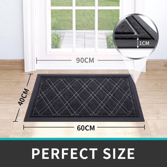 KOTARBAU® Deurmat rubber met kokosnoot inzetstukken 40x60cm anti-slip