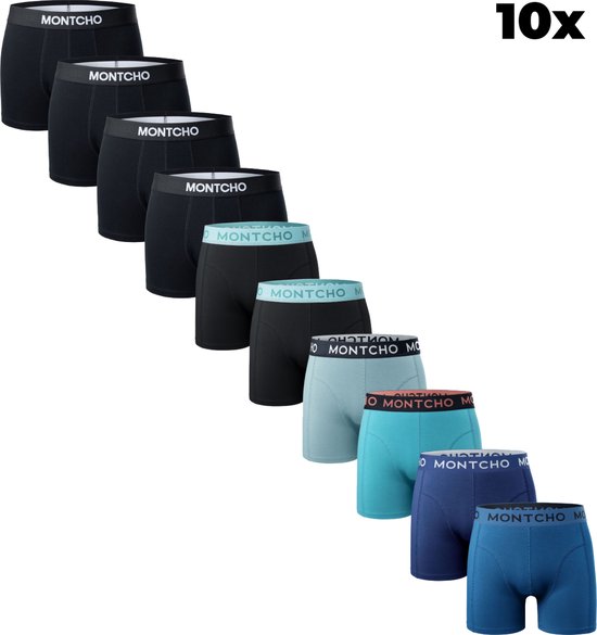 MONTCHO - Dazzle Series - Boxershort Heren - Onderbroeken heren - Boxershorts - Heren ondergoed - 10 Pack - Premium Mix Boxershorts - Oceanic Overtones - Heren - Maat L