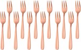 Bastix - Taartvorken, 12 stuks, dessertvorken, taartvorken van roestvrij staal, fruitvorken, kleine vork voor bruiloft, cake, thee, 13,6 cm lang, roségoud