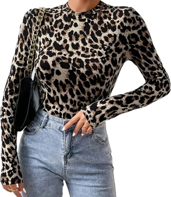 Dilena fashion Bodysuit stocking luipaard panter print