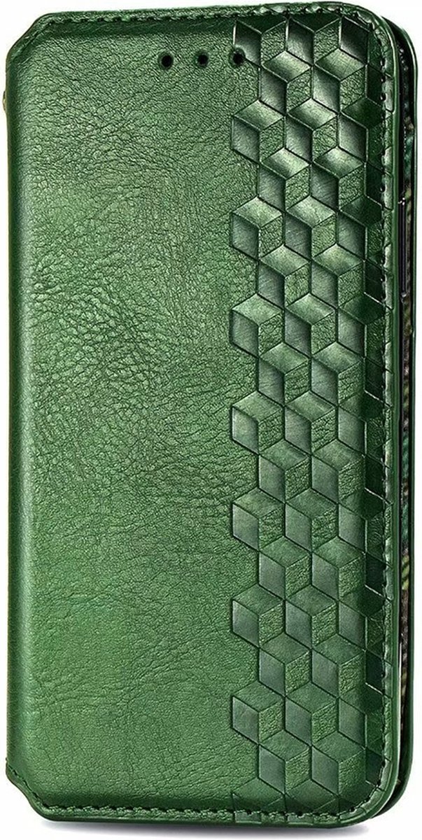 Hoesje geschikt voor Samsung Galaxy A55 - Bookcase - Pasjeshouder - Portemonnee - Diamantpatroon - Kunstleer - Groen
