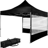 INSTENT Tuinpaviljoen PRO - Opvouwbaar - Met Opbergtas en 2 Zijwanden - Paviljoen - Partytent - 3 x 3 m - Zwart