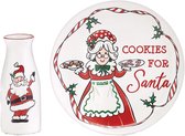 Viv! Christmas Kerstservies - Mrs Santa Claus Koekjes en Melk - set van 2 - geschenkset