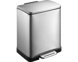 EKO - E-Cube pedaalemmer 20 liter - Stainless steel Plastic - mat RVS - Prullenbak