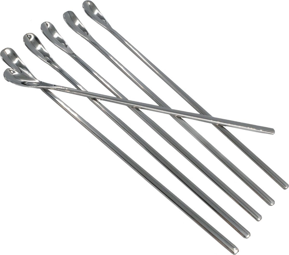 Intirilife Set van 6 Latte Macchiato lepels van roestvrij staal in Zilver - Lengte 22 cm - Langwerpige dessertlepels, perfect voor koffie, milkshakes en cocktails