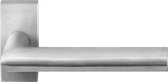 Deurkruk op rozet - RVS geborsteld - RVS - GPF bouwbeslag - GPF1015.01 Toi Deurklink op rechthoekige paar RVS, 70x32x10mm
