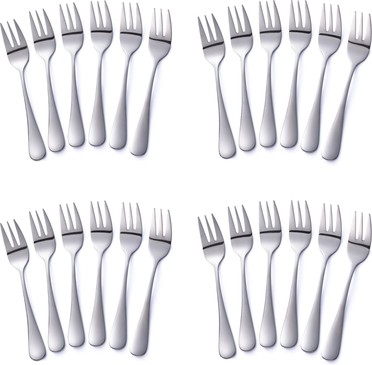 Alheco 24 gebaksvorkjes - RVS - Kleine vorkjes set - Zilver