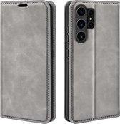 Samsung Galaxy S24 Ultra hoesje - Luxe Wallet Bookcase (Magnetische Sluiting) - Grijs - GSM Hoesje - Telefoonhoesje Geschikt Voor Samsung Galaxy S24 Ultra