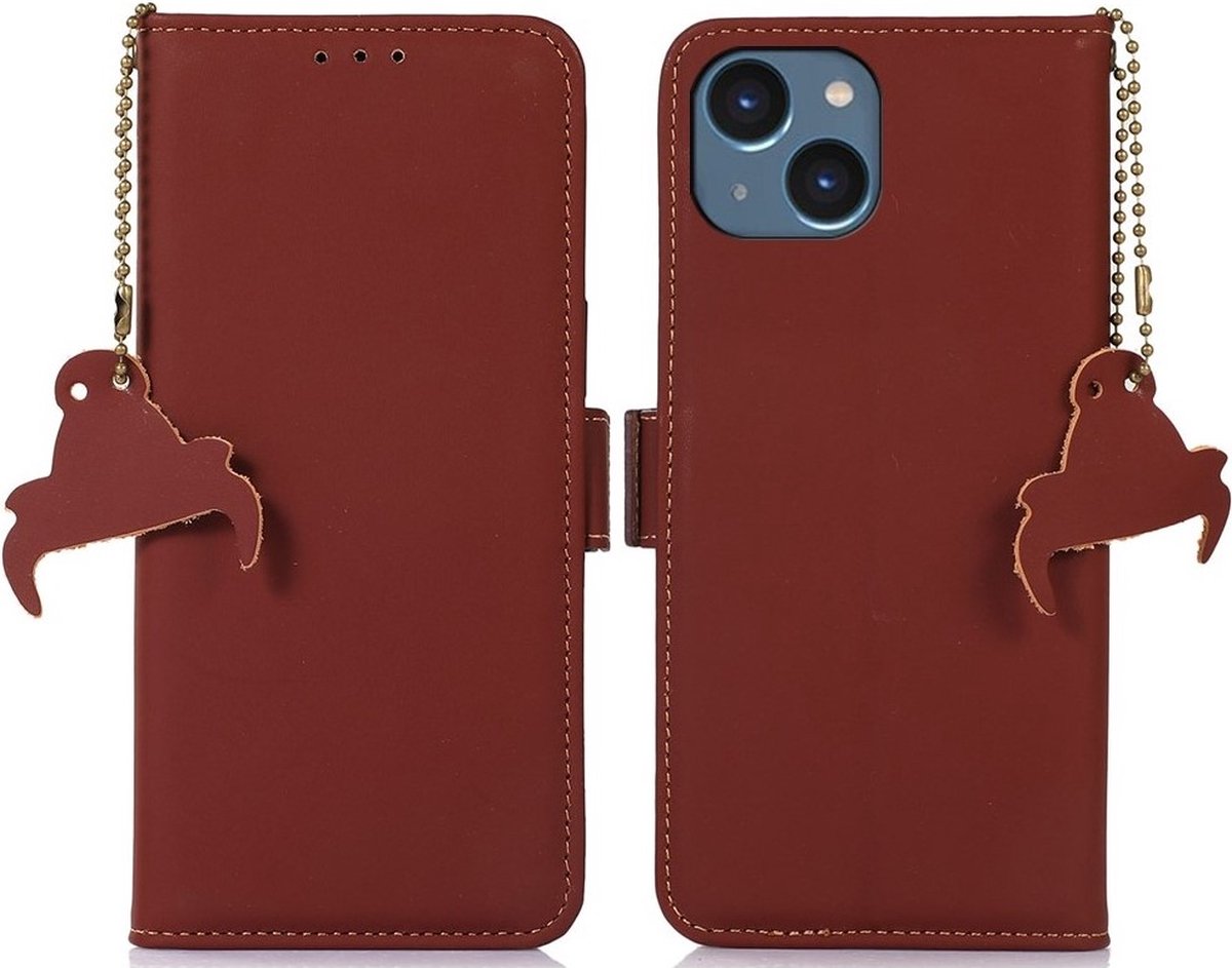 Cityhoesje-iPhone 15 - Leather - Book case - Rood