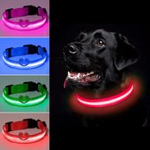 Honden halsband LED - Rood - Maat L - USB oplaadbaar - 3 verschillende standen - Lichtgevende hondenhalsband - 100% waterdicht - Super helder licht - Voor huisdieren - Met USB-kabel