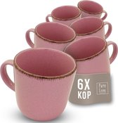 6 Koffiekopjes Rustiek - Hoogwaardige Steengoed Kopjes - Eigentijds Thee- en Koffiebekerset