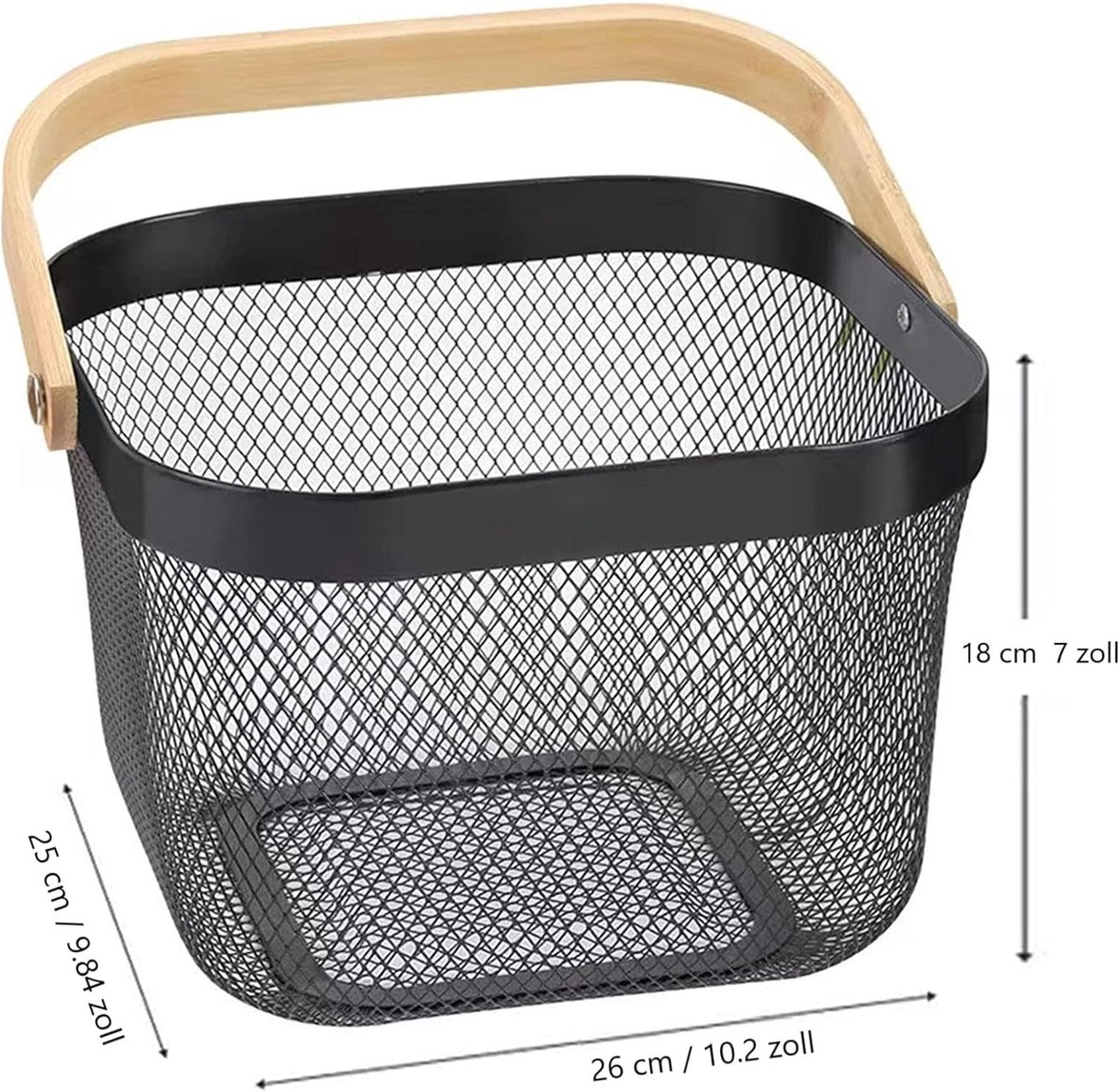 Stalen opbergmand met houten handvat - veelzijdig en stijlvol voor keuken, badkamer en decoratie — cadeau in Wonen & Interieur - foto 2