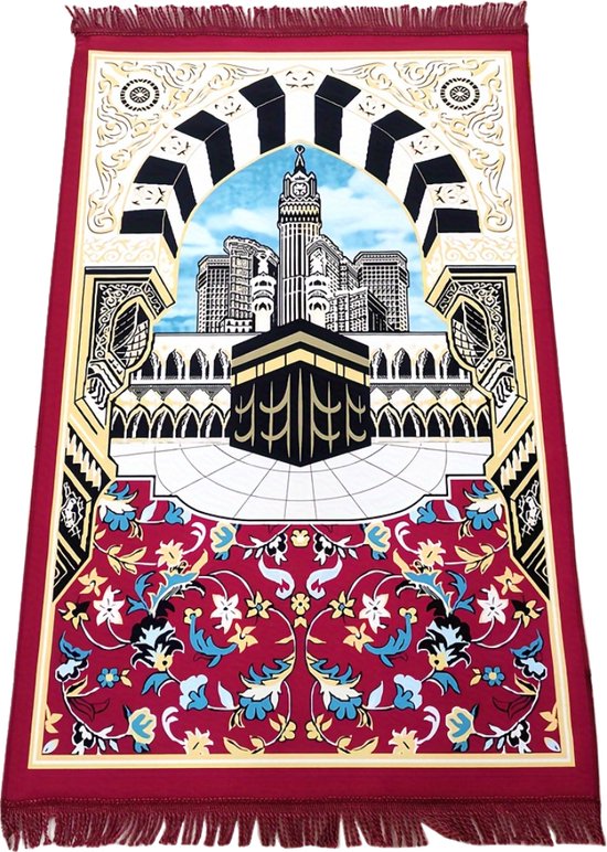 Livano Islam Gebedskleed - Ramadan Kleed - Gebedsmat - Tapijt - Inshallah - Eid Mubarak - Rood