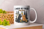 Mug « J'ai besoin de ma bière » Meow - Cats - Cadeau - Amoureux des chats - Meow - KittyLove - Chats - Amoureux des chats - Amour des chatons - Parfait