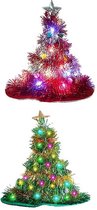 Kersthoed Kerstboom Met RGB LED Lichtjes - Set Groen & Rood